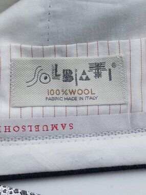 Samuelsohn Blue Soft Solbati Wool Dress Flat Front Pants Trousers 36W 36X30